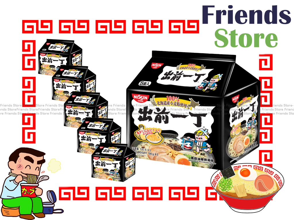 Nissin - [Full Case] Demae Iccho - Hokkaido Wheat Flour Black Garlic Oil Tonkotsu Flv Instant Noodle (5pc