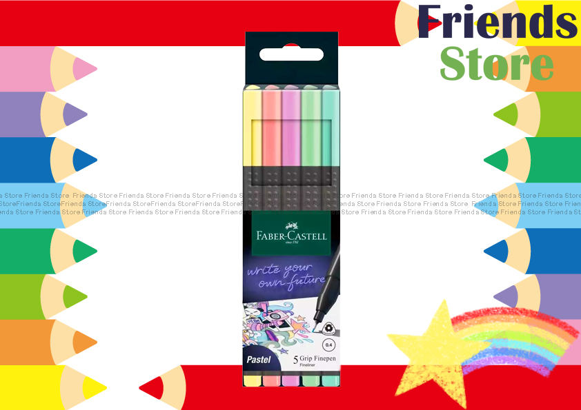 FABER CASTELL - 5-Color Grip Finepen (Fineliner) 0.4mm 151602