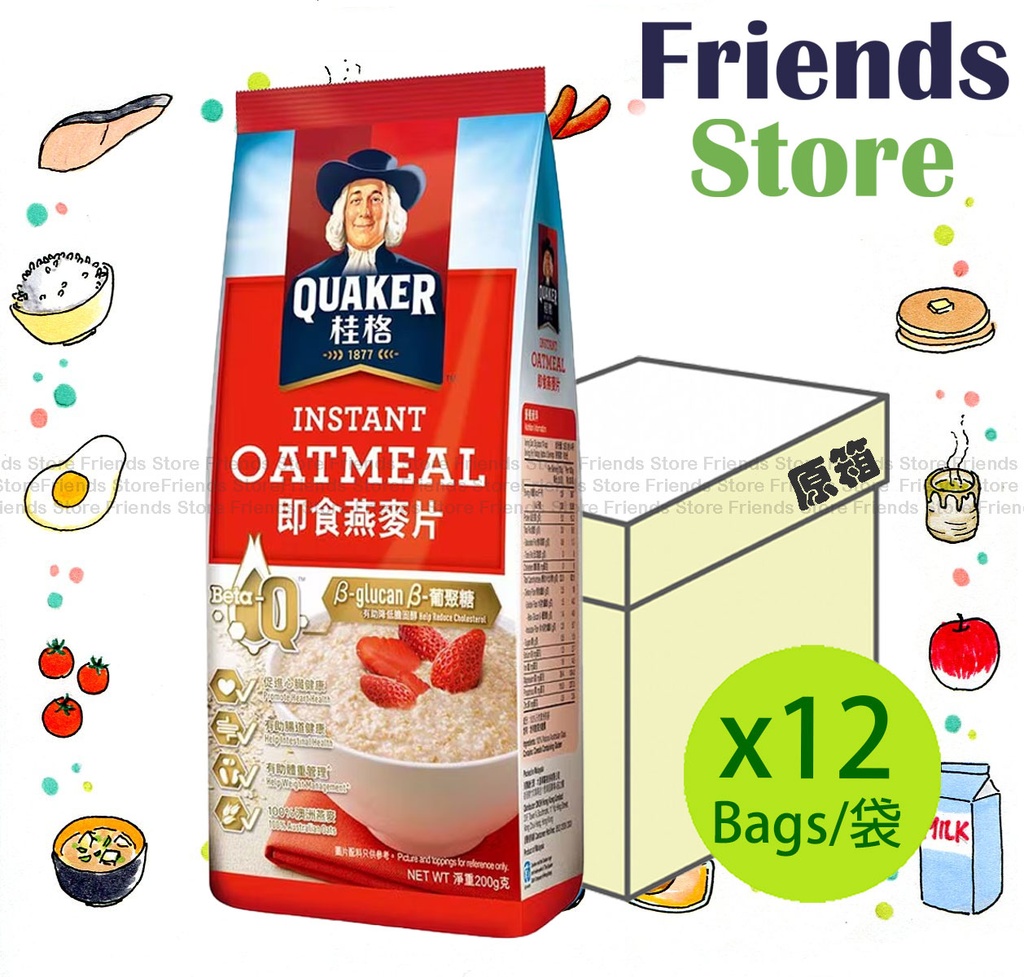 QUAKER - [Full Case] Instant Oatmeal Foil (紅色) (800g X 12) 增量裝隨機發放