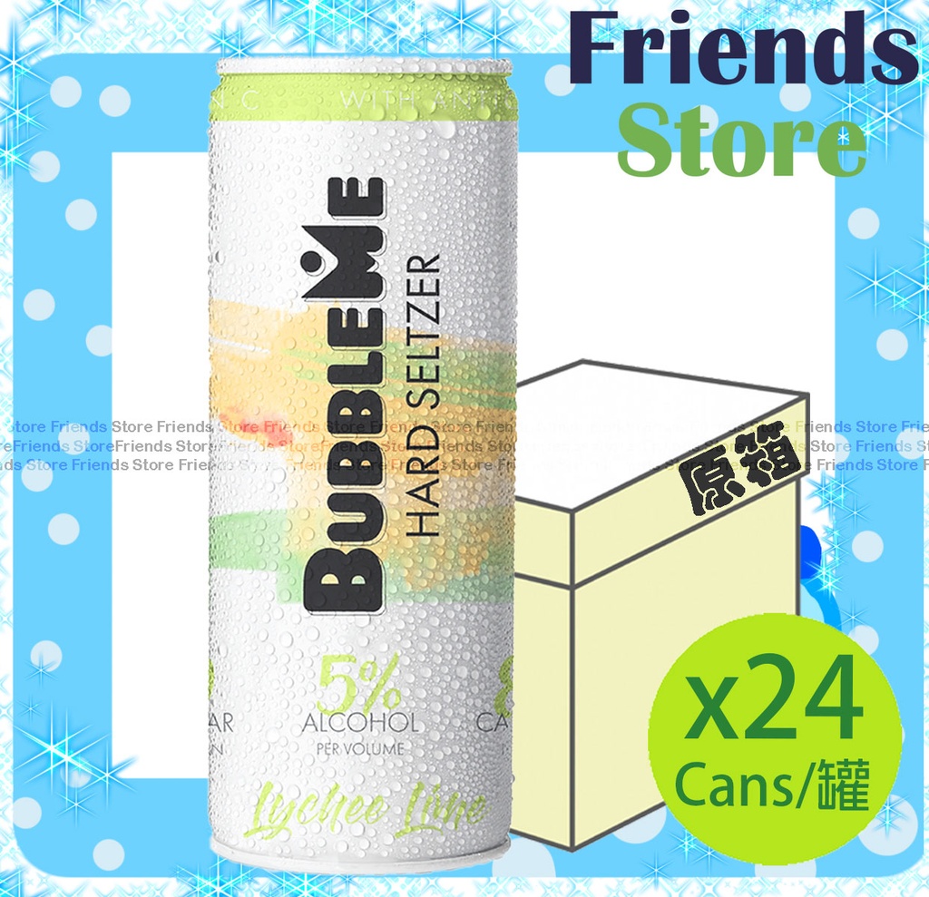 BUBBLEME - [原箱] 荔枝青檸風味 零糖份氣泡酒 (330毫升 X 24)