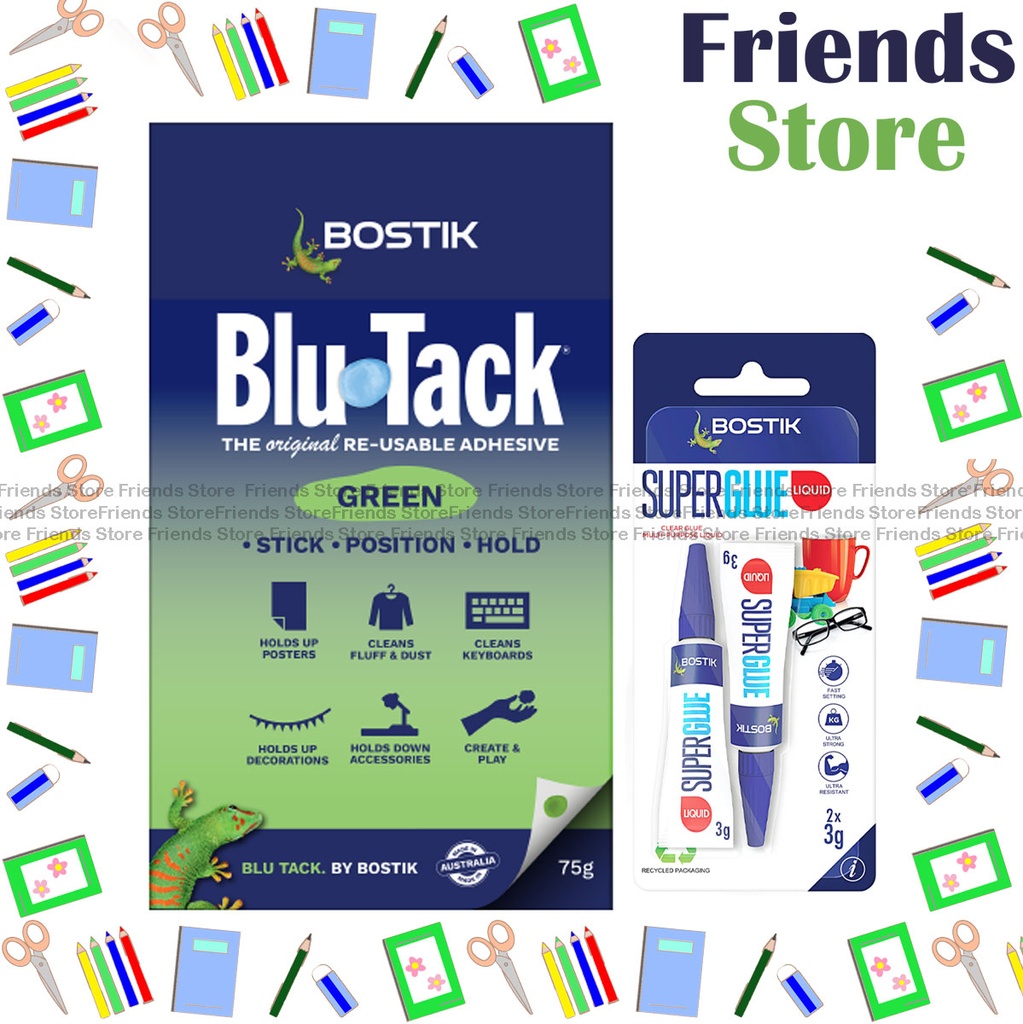 Bostik - Blu-Tack 75克寶貼萬用膠 - 螢光綠 (優惠裝加送超能膠3克x2)