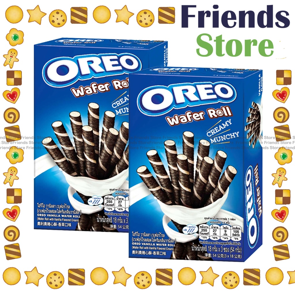 Oreo - 夾心威化卷 雲呢嗱味 (18克 X 3) X 2   (包裝隨機發放)