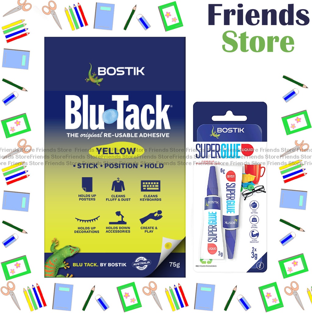 Bostik - Blu-Tack 75克寶貼萬用膠 - 螢光黃 (優惠裝加送超能膠3克x2)