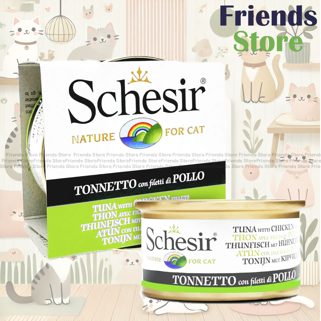 Schesir -  137 All Natural Tuna Chicken Shredded Rice Canned Cat Food 85g All-round Health Canned Cat Food