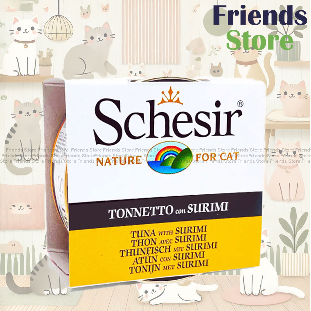 Schesir - 136 All Natural Tuna Crab Meat Rice Canned Cat Food 85g All-round Health Canned Cat Food