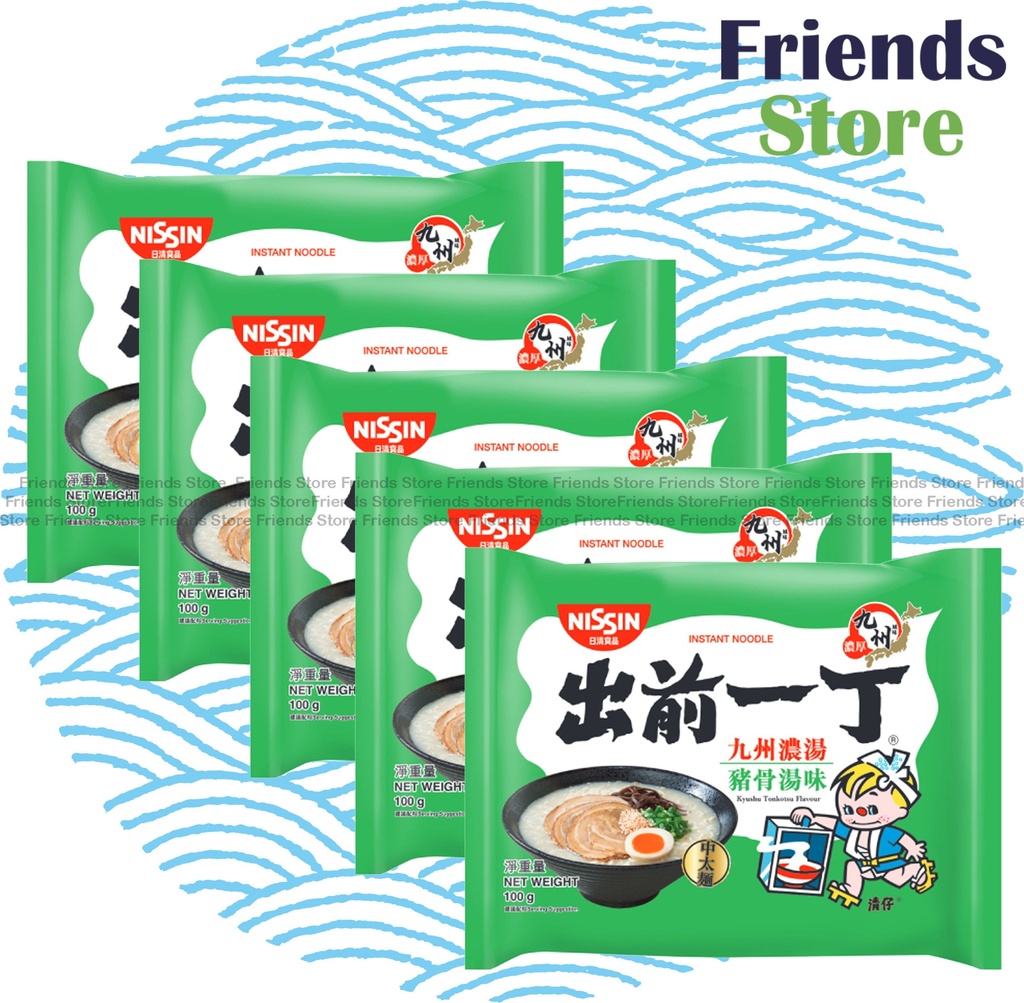 日清食品 - (港版) 出前一丁 九州濃湯豬骨湯味即食麵  (100克 X 5) 