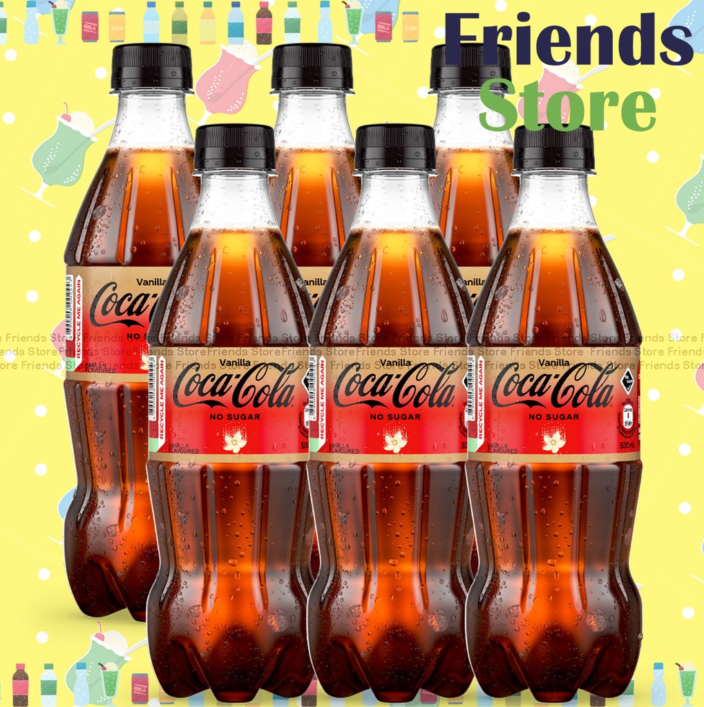 可口可樂 - 樽裝 雲呢拿味 無糖可樂汽水 飲品 (500毫升 X 6) 
