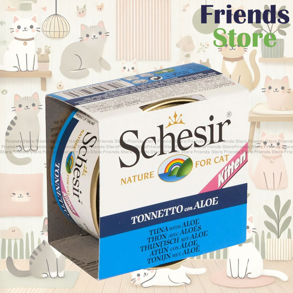 Schesir - 184 All Natural Tuna Aloe Vera Rice Kitten Canned 85g All-round Health Canned Cat Food