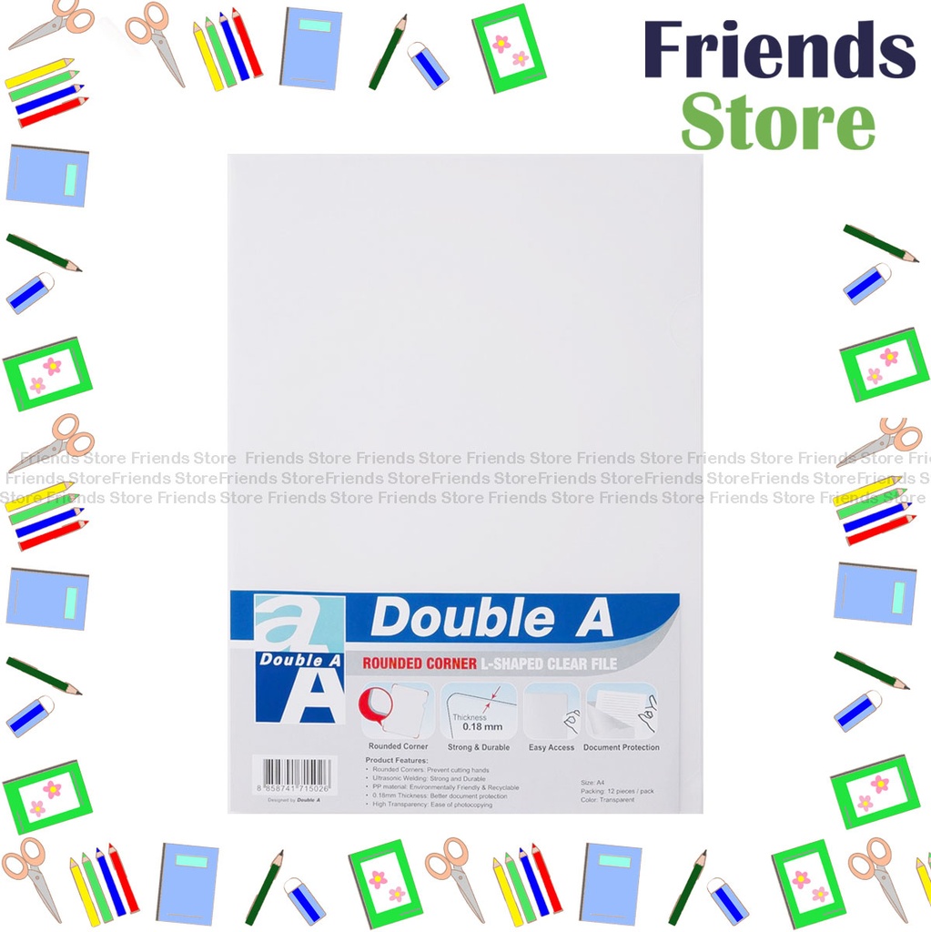 Double A - A4 L shape single layer clear file/Transparent color