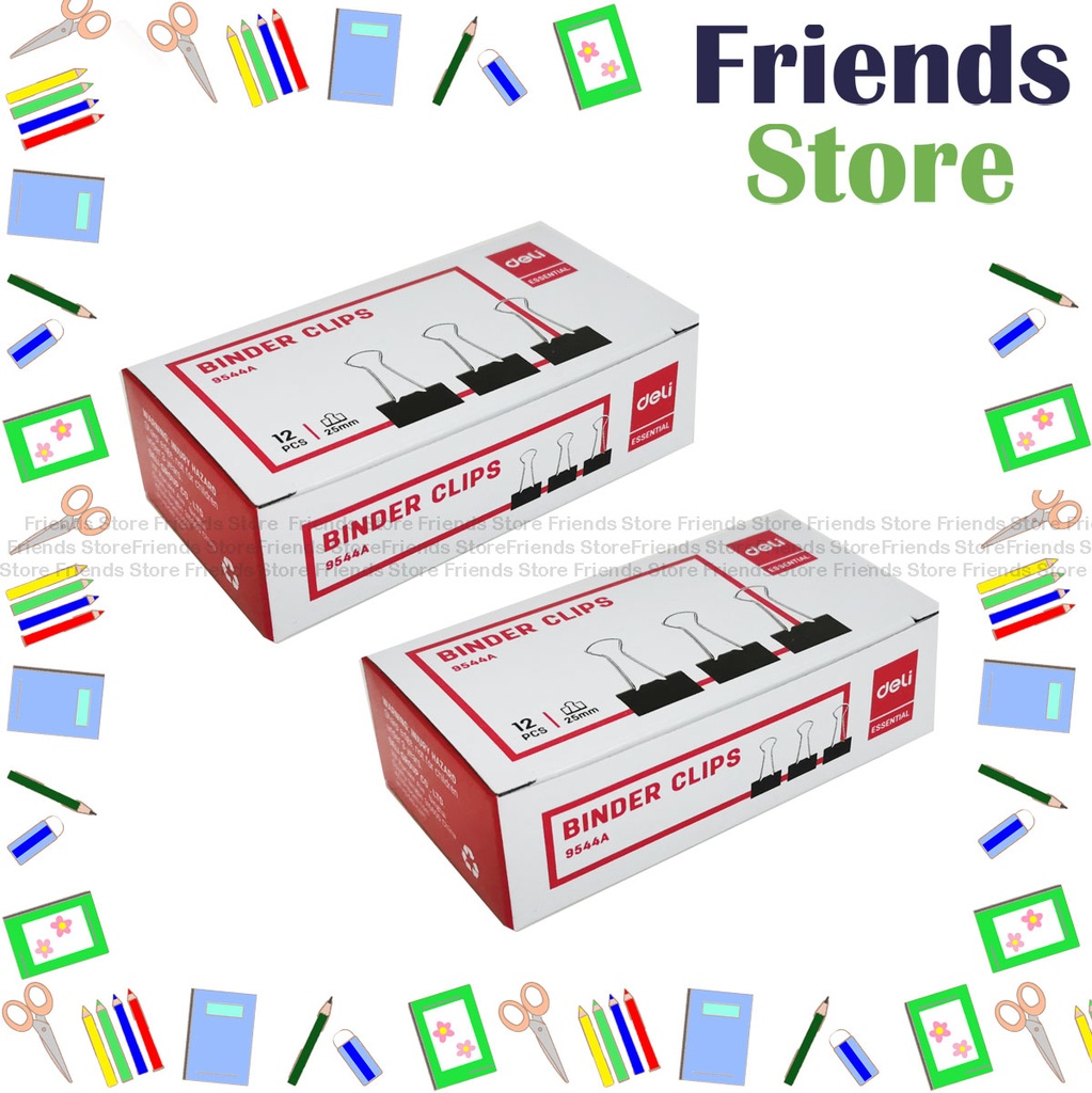 deli - Black Binder Clips 9544A 25mm (12pcs/box) X 2