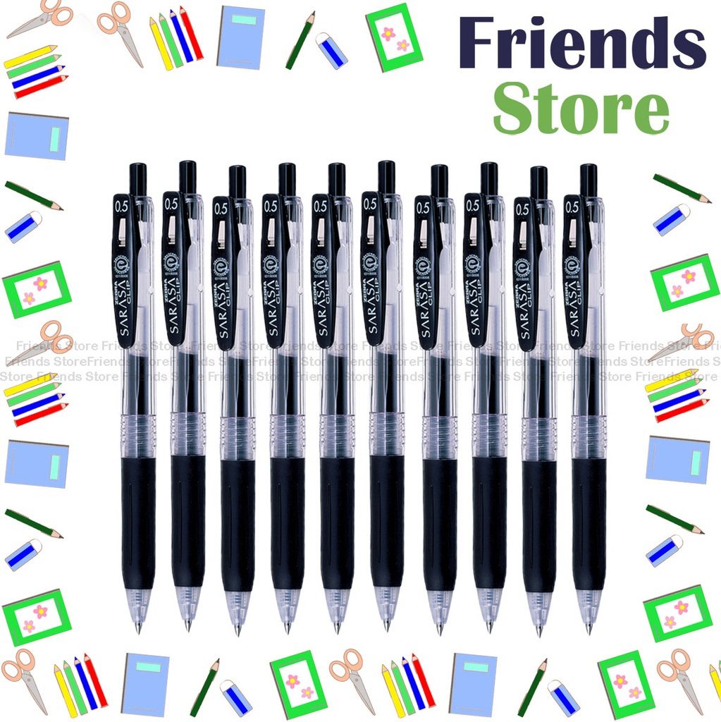 Zebra 斑馬牌 - [10支] Sarasa 0.5mm 按掣啫喱筆 (JJ15-BK) 黑色 X 10
