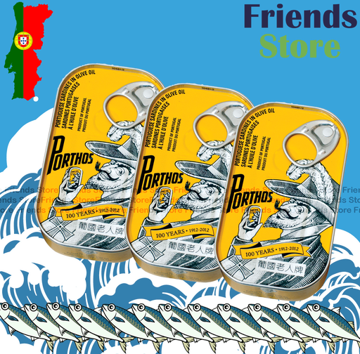 [400781] PORTHOS - Sardines in Olive oil (yellow) (125g X 3 cans)