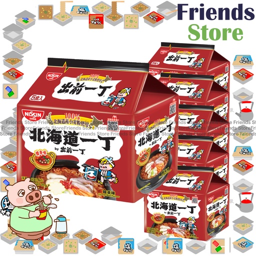 [4MC16DF] 日清 - [原箱] 出前一丁 北海道小麥粉 韓辛味即食麵 (5包/袋 X 6)