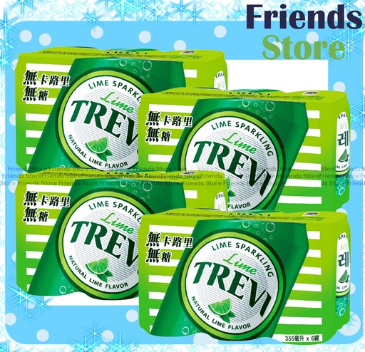 [400488A-] 樂天 - [原箱] Trevi 罐裝有氣水 青檸味 (355毫升 x 24) 新舊包裝隨機發放