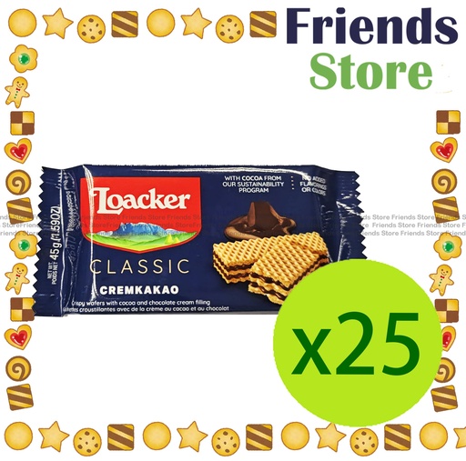 [4TM2H6F] Loacker - [原盒] (家庭裝) 萊家 朱古力威化餅 (深藍) (45克 x 25包)