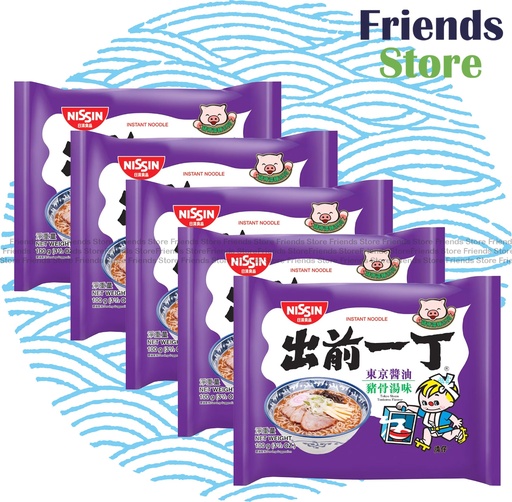 [400115M] 日清食品 - (港版) 出前一丁日本當地系列 東京醬油豬骨湯味即食麵  (100克 X 5) 