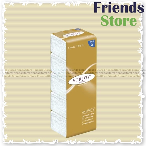 [130210X] VIRJOY - Virjoy Jumbo Interfold Facial Tissues S Size – 5 Packs (Random Delivery)