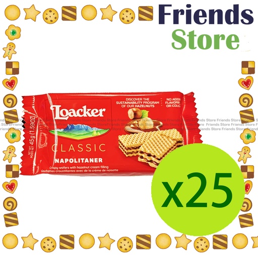 [4TM2H5F] Loacker - [原盒] (家庭裝)萊家 榛子威化餅 (紅色) (45克 x 25包)