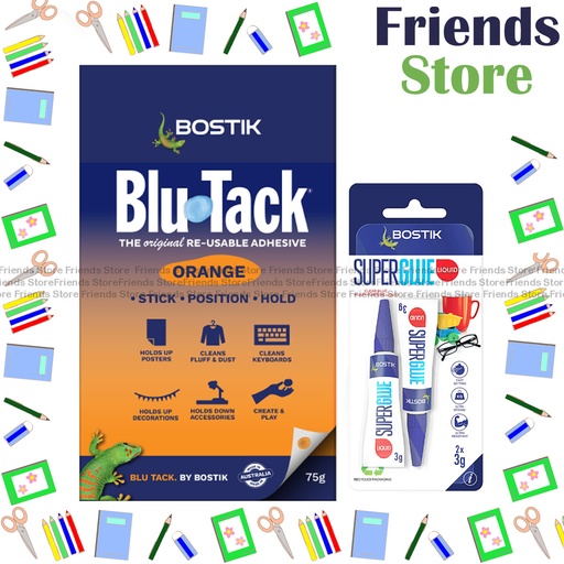 [14054B] Bostik - Blu-Tack 75克寶貼萬用膠 - 螢光橙 (優惠裝加送超能膠3克x2)