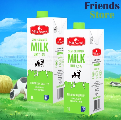 [4GZ4B] Milk Secret - 超高溫處理 低脂牛奶 1.5% (1公升 X 2)最佳飲用日期：2025年9月或之後