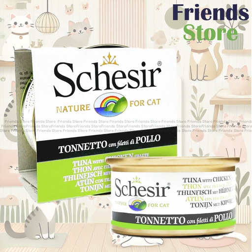[SCH750051] Schesir -  137 All Natural Tuna Chicken Shredded Rice Canned Cat Food 85g All-round Health Canned Cat Food