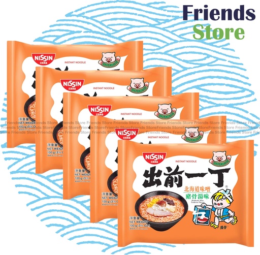 [400115R] 日清食品 - (港版) 出前一丁 日本當地系列 北海道味噌豬骨湯味即食麵  (100克 X 5) 