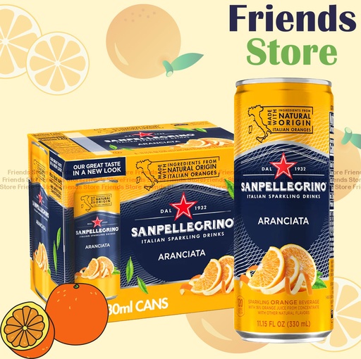 [4121T5] San Pellegrino - 罐裝 橙味 有汽水 (330毫升 X 6)
