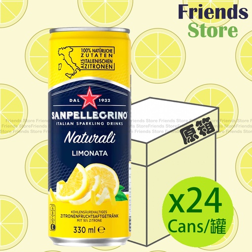 [4121T4F] San Pellegrino - [原箱] 罐裝 檸檬味 有汽水 (330毫升 X 24)