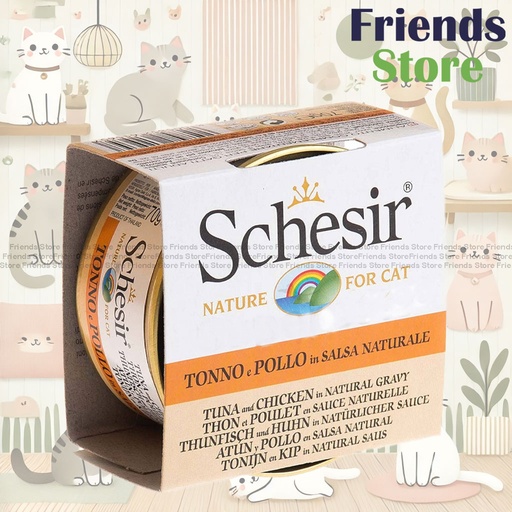 [SCH615657] Schesir - 3005 Grain Free Tuna Chicken Gravy Cat Can 70g Growing Healthy Canned Cat Food