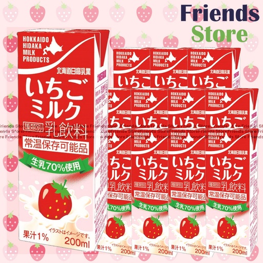 [40122Y] Hidaka - Hokkaido Hidaka Nyugyo Strawberry Milk (200ml X 12) BBD:24 JUN 2025