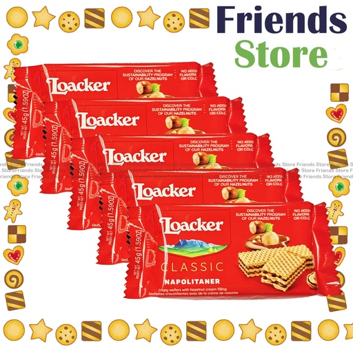 [4TM2H5] Loacker - 萊家 榛子威化餅 (紅色) (45克 x 5包)