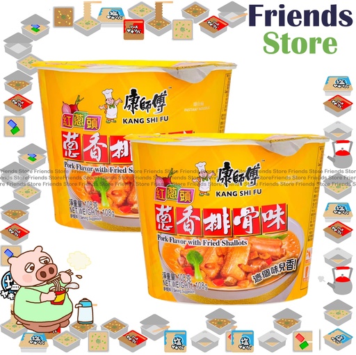 [4000967D] 康師傅 - [碗裝] 蔥香排骨味 碗麵 (108克 X 2)