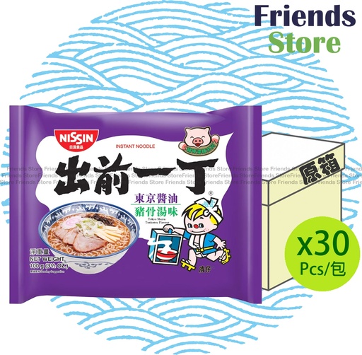 [400115MF] 日清食品 - [原箱] (港版) 出前一丁日本當地系列 東京醬油豬骨湯味即食麵  (100克 X 30) 
