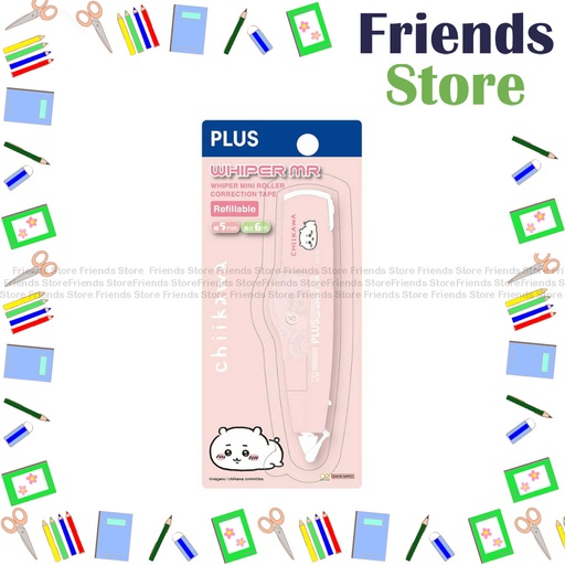 [19025A] PLUS - Limited Edition - Chiikawa X WHIPER MR Correction Tape W5mm X L6m (Pink) WH-615SS-AS