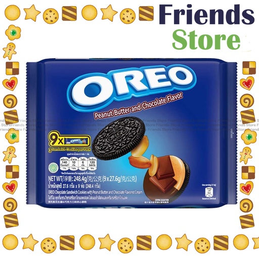 [4im8a] Oreo - Chocolate Sandwich Cookies w/ Peanut Butter & Choco Flv. Cream 248.4g (27.6g X 9) (PKG Randomly Dist