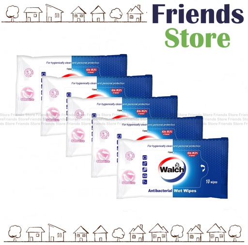 [PA031A1] Walch - Antibacterial Wet Wipes (Sensitive)10pcs x5packs (Random Packing)