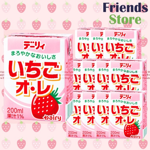 [4A4DF] HOKKAIDO DAIRY - Strawberry Au Lait (Milk Beverage) (200ml X 12) BBD: On/after 10 AUG 2025