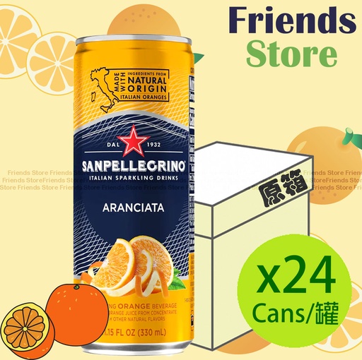 [4121T5F] San Pellegrino - [原箱] 罐裝 橙味 有汽水 (330毫升 X 24)