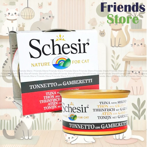 [SCH750044] Schesir - 138 All Natural Tuna Shrimp Rice Canned Cat Food 85g All-round Health Canned Cat Food