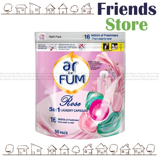 [PA033] Ar Fum -  5 In 1 Laundry Capsules Refill 50s- Rose (Laundry Pods)