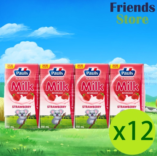[4004421JF] Pauls - [Full Case] <迷你裝> Milk UHT Strawberry (Red) (110ml X 4 X 12)