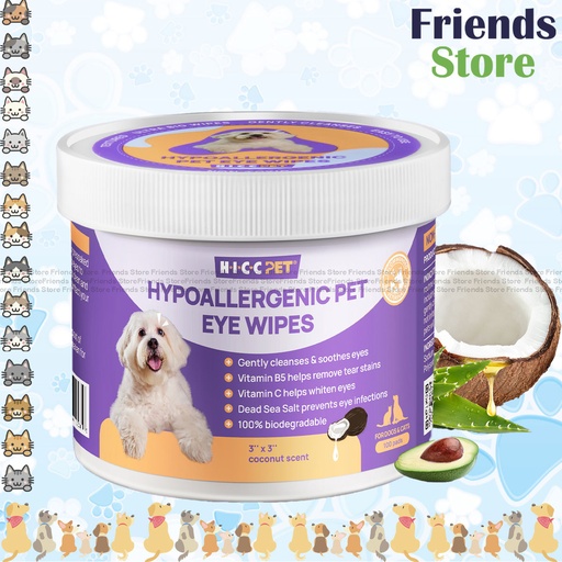 [H913136] HICC PET - Hypoallergenic Pet Eye Wipes (Coconut Scent) 100pcs