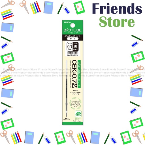 [JM001H] ZEBRA - JIM KNOCK 0.7mm Ball-point Pen refill-BLACK INK (P-BIO-RCEK7-BK)