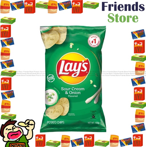 [4000219J] LAY'S - Sour Cream & Onion Flavored Potato Chips (100g X 1) 16% more chips packing distributed randomly