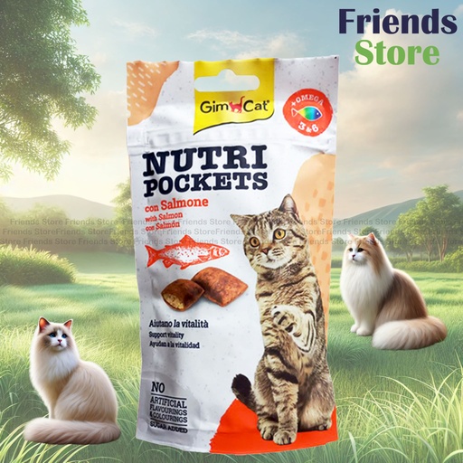 [GM400730] GimCat - NUTRI POCKETS WITH SALMON AND OMEGA 3&6 60G