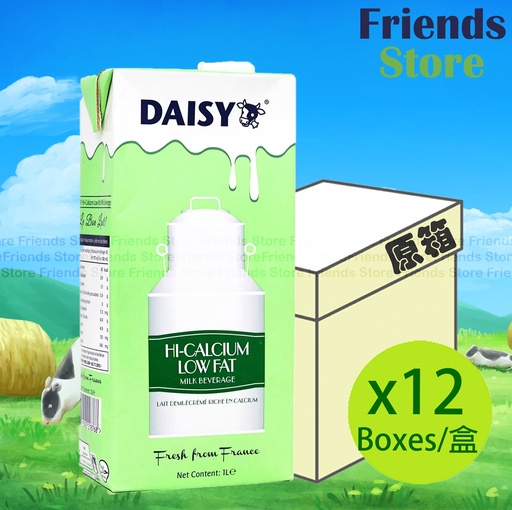 [4004425AF] DAISY - [原箱] 大公司 高鈣低脂牛奶 (綠) (1公升 X 12)