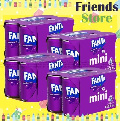 [400173AF] 芬達 - [原箱] 迷你罐裝 提子味汽水 飲品 (200毫升 X 6 X 4) 