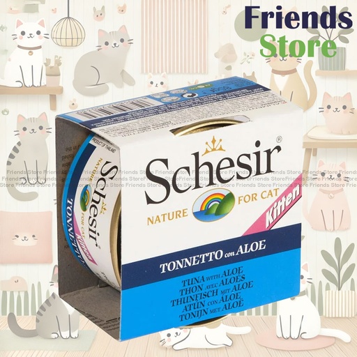 [SCH750330] Schesir - 184 All Natural Tuna Aloe Vera Rice Kitten Canned 85g All-round Health Canned Cat Food