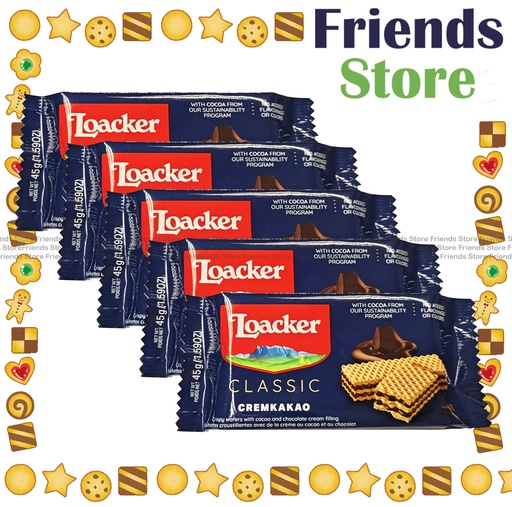 [4TM2H6] Loacker - Wafer Cremkakao （深藍）(45g x 5)