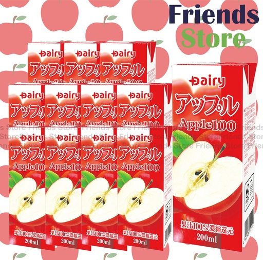 [4A9D] HOKKAIDO DAIRY - 北海道乳業 嗲地 蘋果汁100% (200毫升 X 12) 最佳飲用日期: 2025年9月15日或之後